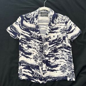 Reformation Button Down Cuba Top Blue